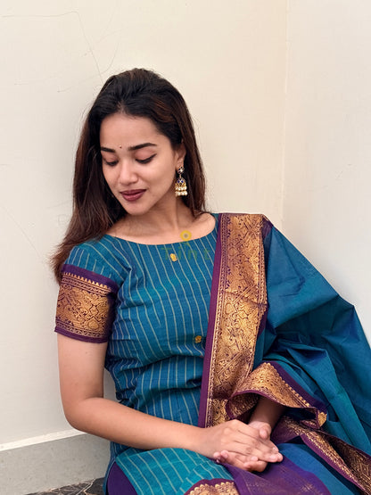 Peacock Feather Kanchi Cotton Kurta dupatta