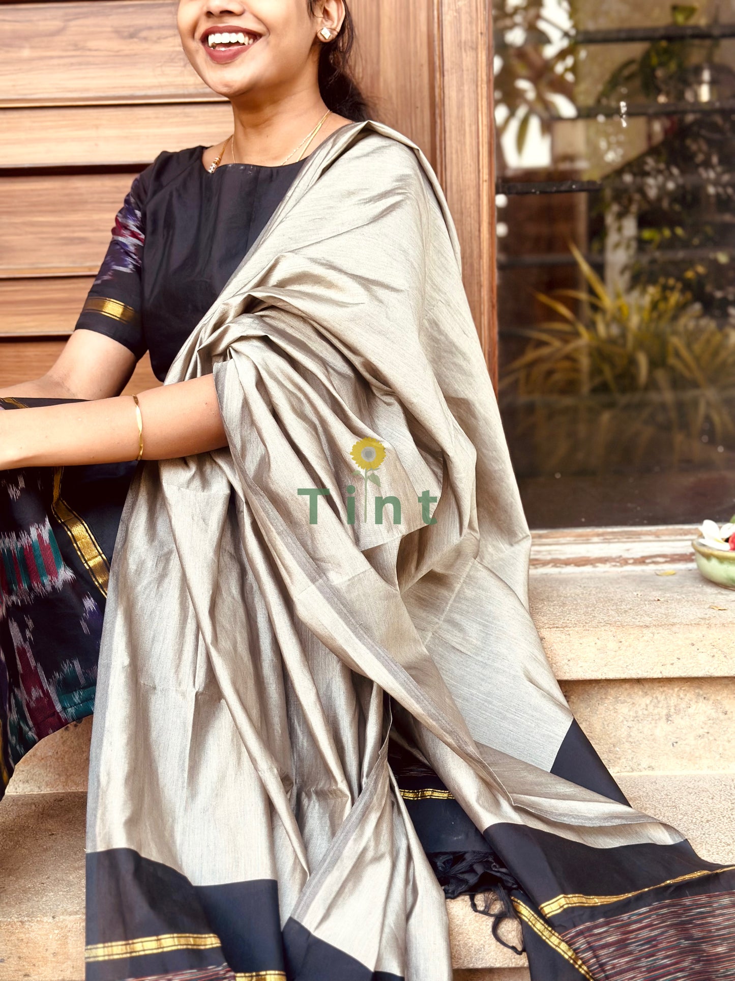 Grey Ikat silk