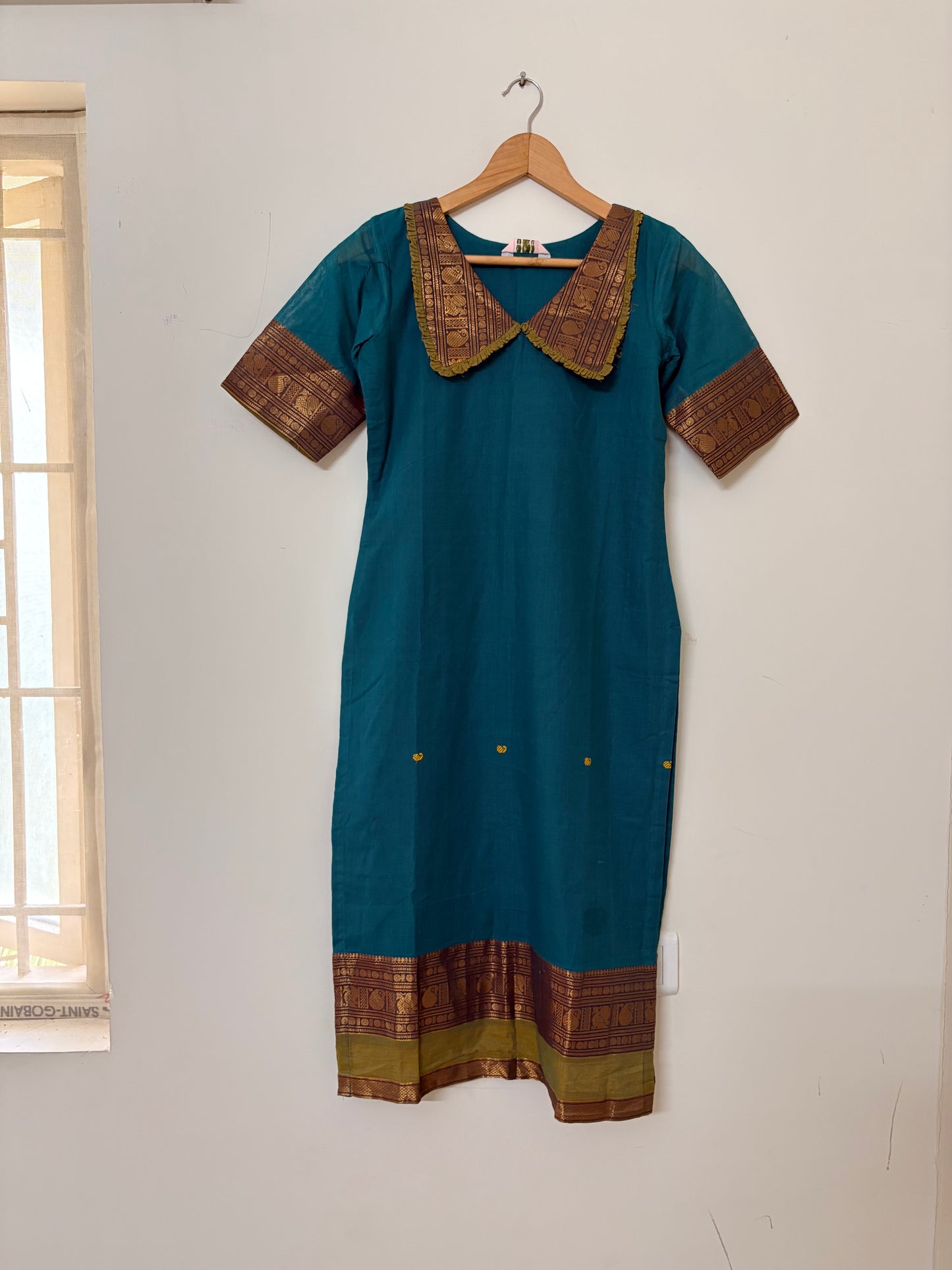 Turquoise blue Kanchi Cotton Kurta ( Size XS)