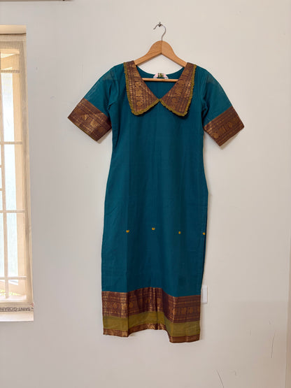 Turquoise blue Kanchi Cotton Kurta ( Size XS)