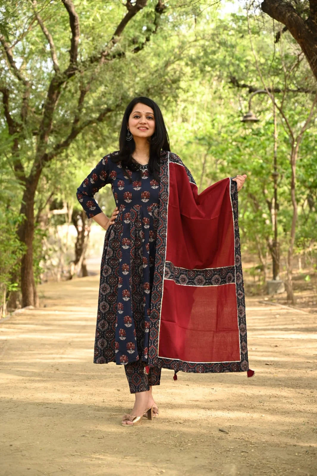 Midnight block Ajrakh Suit Set
