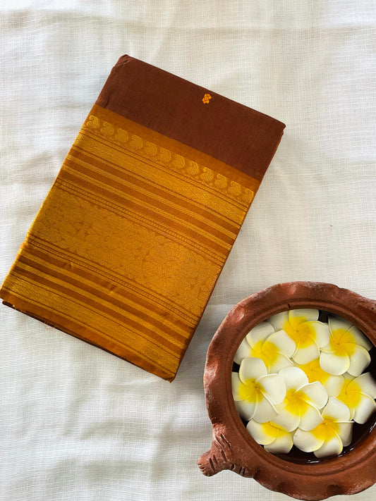 Brown Kanchi cotton saree