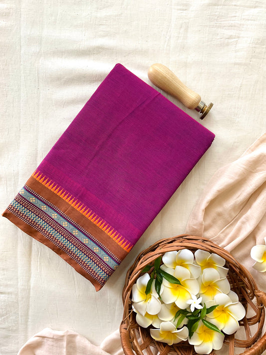 Rose thread border Cotton Saree