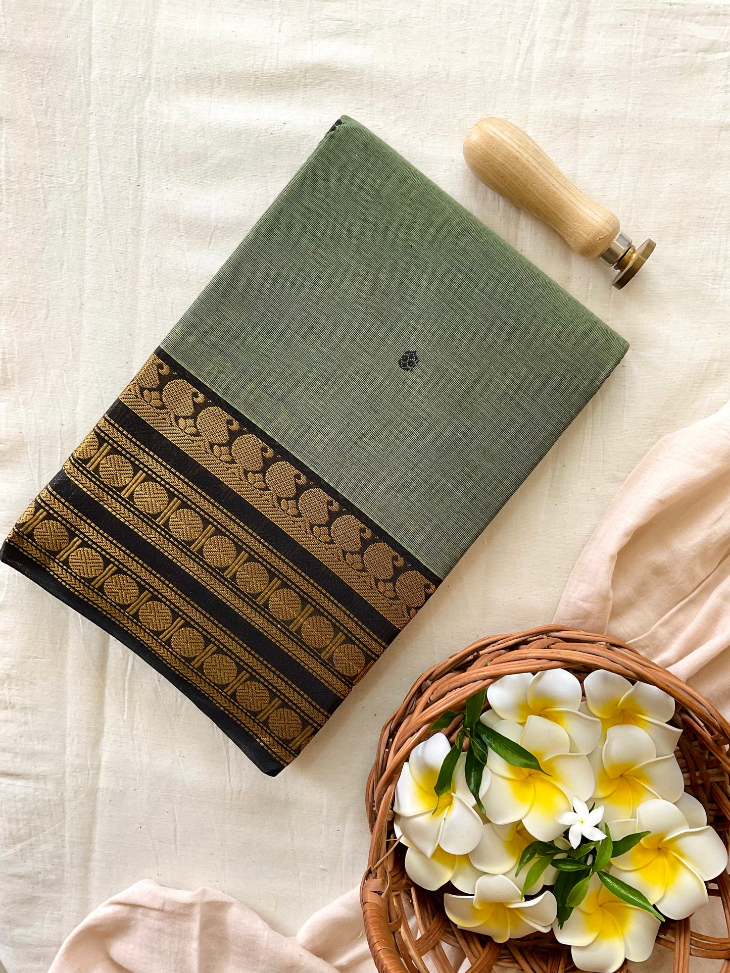 Sage Green Kanchi Cotton Saree