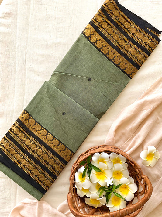 Sage Green Kanchi Cotton Saree