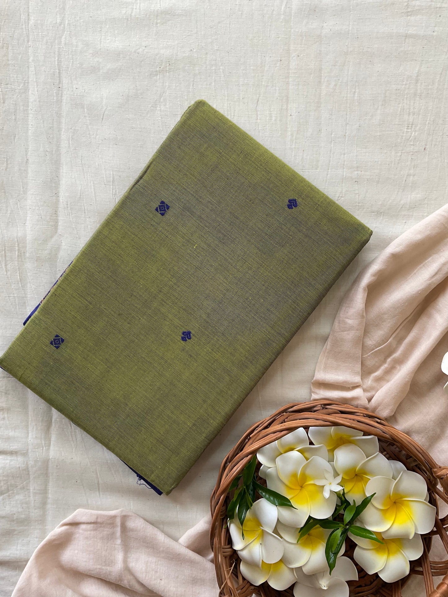 Farm green Kanchi Cotton Saree