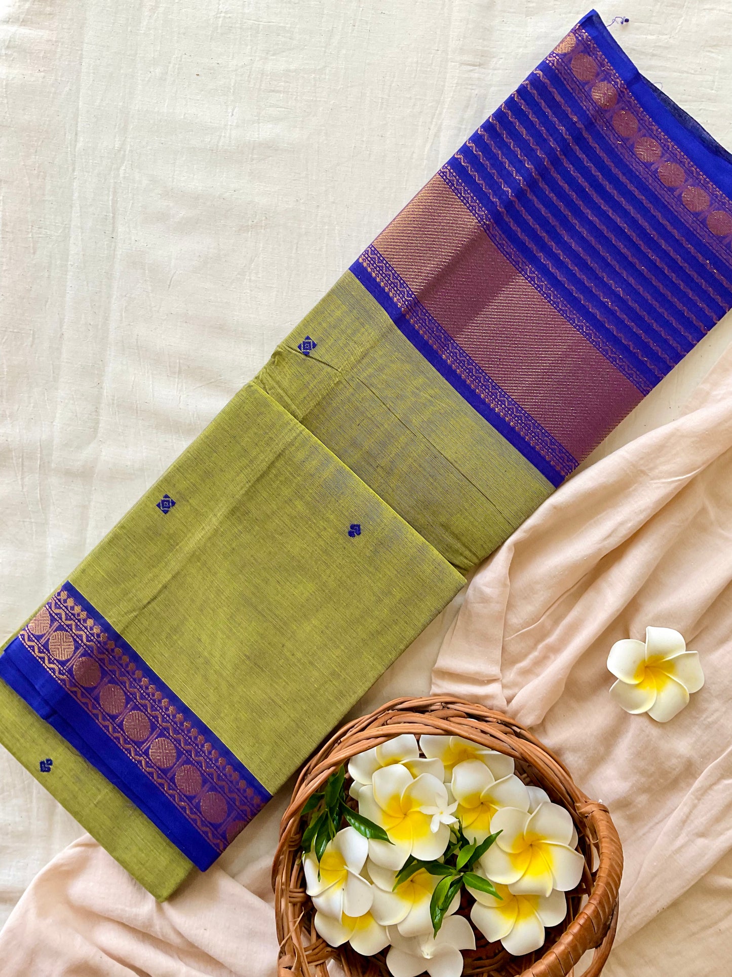 Farm green Kanchi Cotton Saree